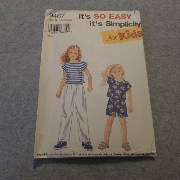 Simplicity Other - Simplicity 9467 Girls Top Pants Shorts Pattern Sz 2-6X Easy Sew Unc